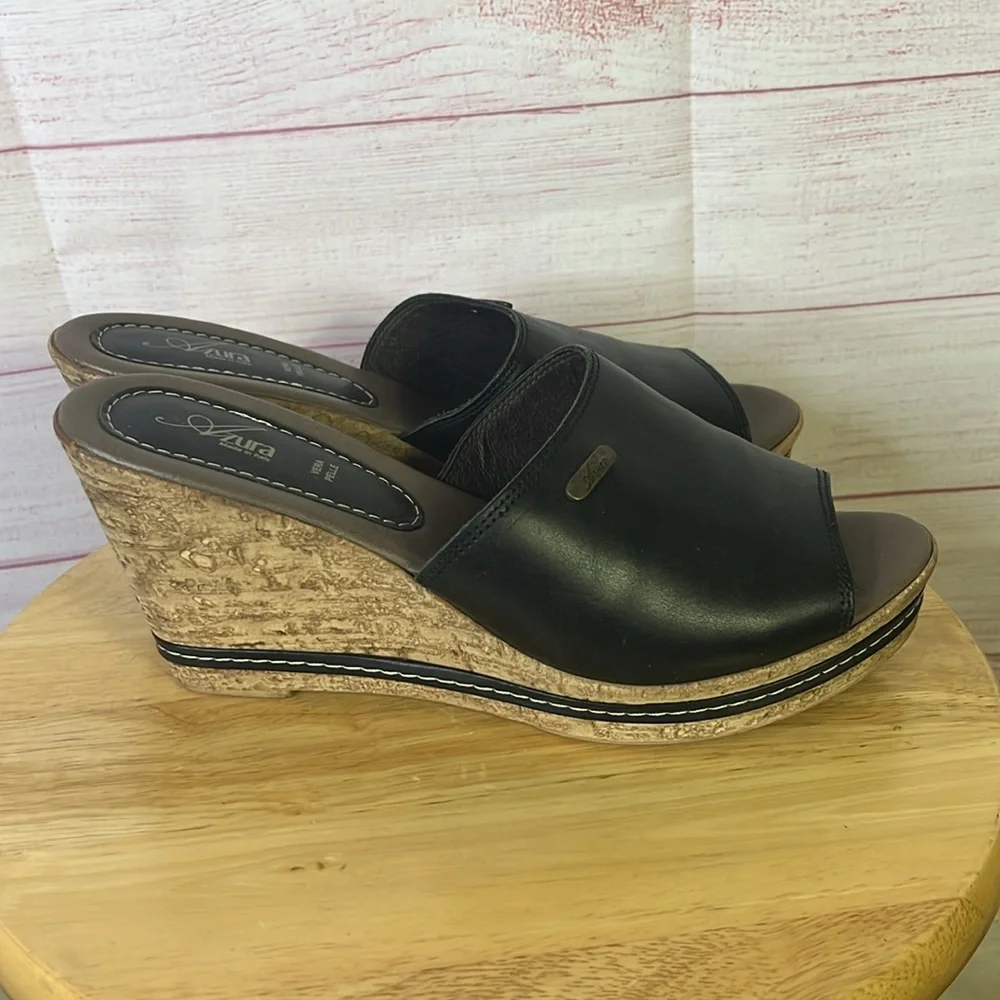 Azura Made in Italy Wedge Black Sandal SzEUR41/9‎